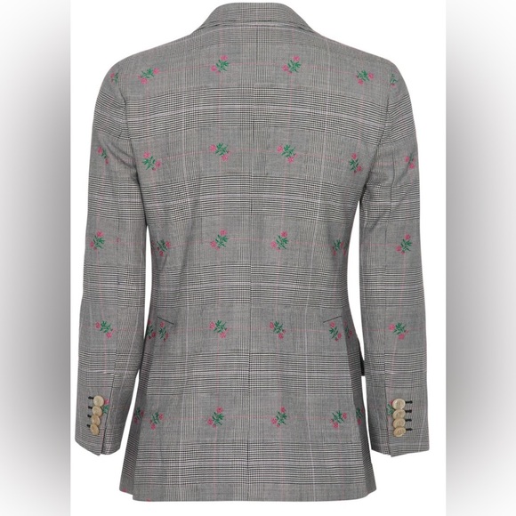 Gucci Wool Checked Floral Jacket Blazer Prince of Wales - Picture 2 of 11
